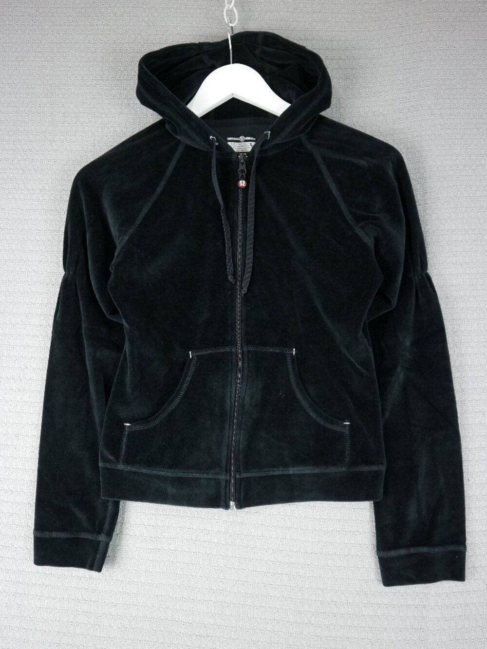 Lululemon Athletica Vintage Black Velour Zip Up Jacket Womens Size 8